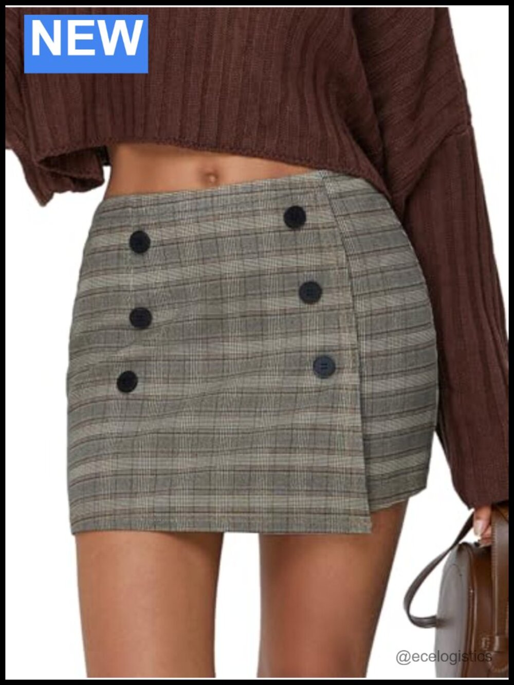 High Waist Plaid Bodycon Mini Skirt Stretch Tweed Y2K Fall Winter